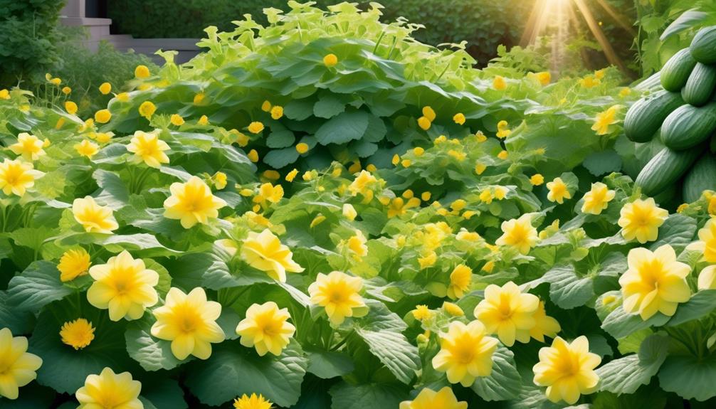 growing cucumbers in a garden