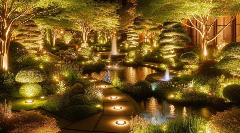 lit garden