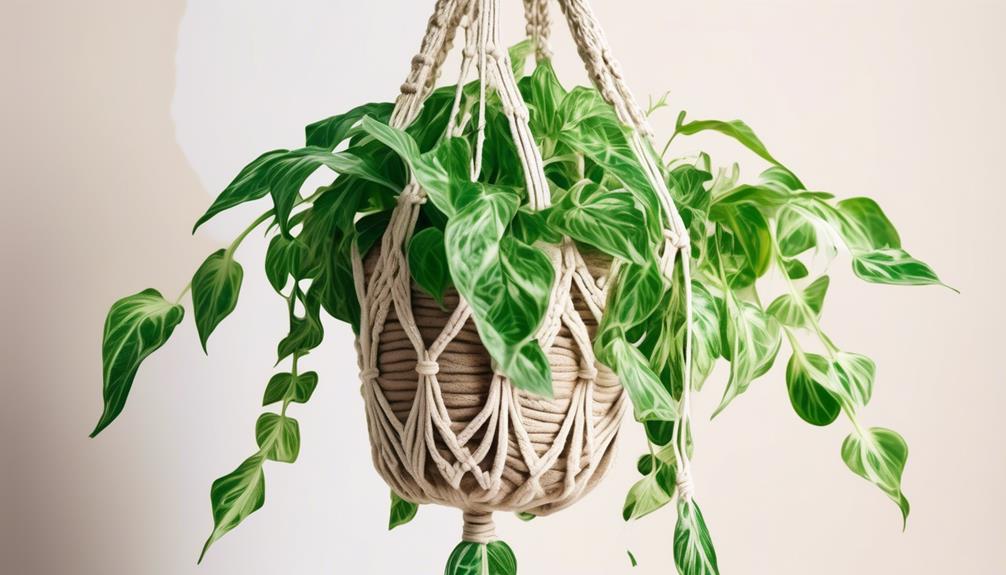 tropical houseplant with arrow shaped leaves