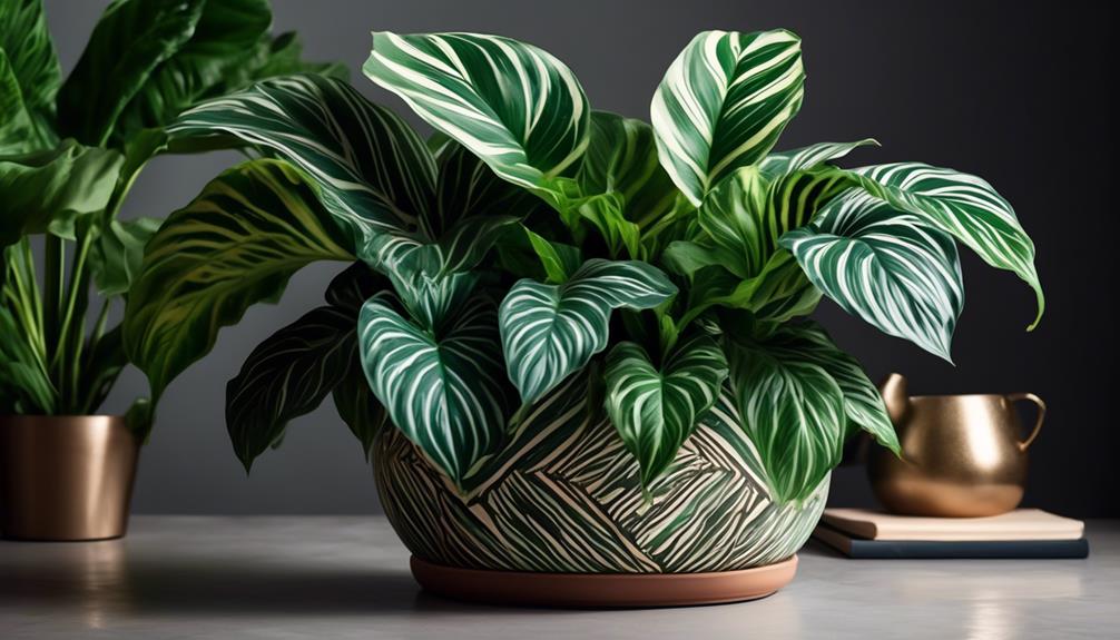 tropical houseplant with patterned leaves